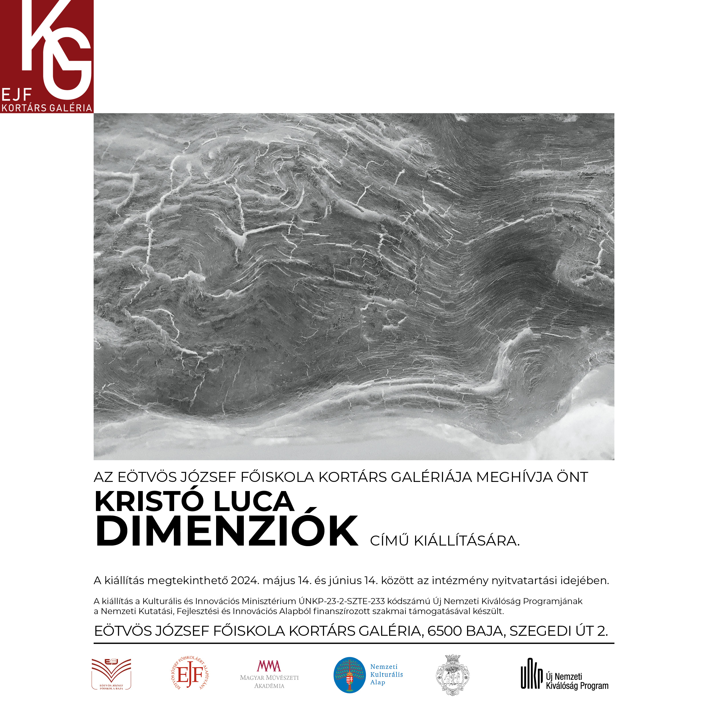 Meghívó Kristó Luca kiállításának megnyitójára.