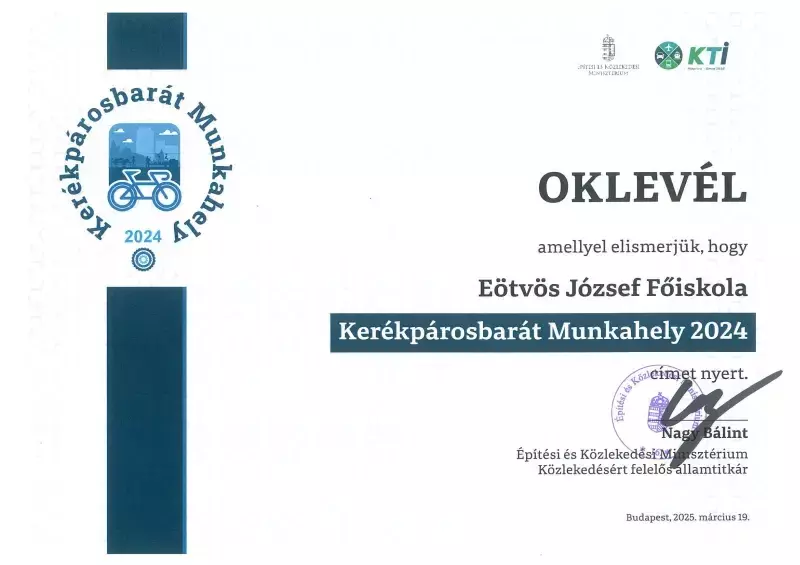 „Kerékpárosbarát Munkahely” lett az EJF